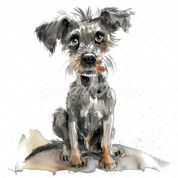 20 High-Quality Crazy Dog Clipart - Quirky crazy cute dog digital watercolor JPG instant download for commercial use - Digital download
