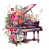 20 High-Quality Floral Piano Clipart - Floral piano digital watercolor JPG instant download for commercial use - Digital download