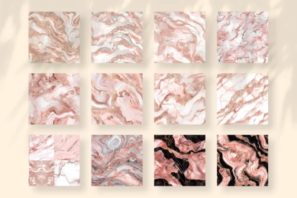 Rose Gold Marble Seamless Digital Paper - 69 Scrapbook patterns, Blush pink marble patterns, Marble foil, Commercial use, Digital download