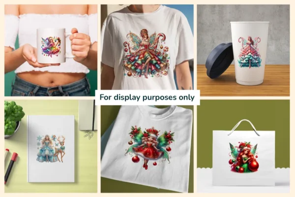 Christmas Fairies PNG Clipart Collection - 25 PNG, Festive fairy graphics png, Holiday magic illustrations, Commercial use, Digital download