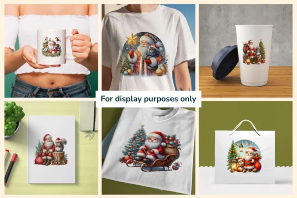 Santa Claus PNG Clipart Collection - 42 PNG, Christmas santa illustrations, Festive printables, Commercial use, Digital download