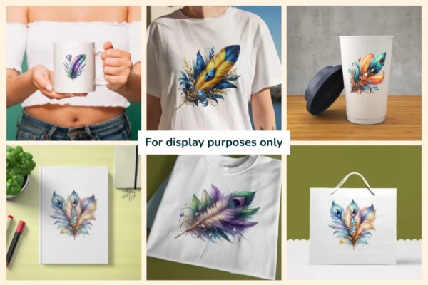 Feathers PNG Clipart Collection - 31 PNG, Artistic feather illustrations, Elegant printables, Commercial use, Digital download