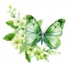 20 High-Quality Green Floral Butterfly Clipart - Butterfly digital watercolor JPG instant download for commercial use - Digital download