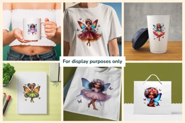 Little Fairies PNG Clipart Collection - 28 PNG, Black fairy graphics, African heritage magic art, Commercial use, Digital download