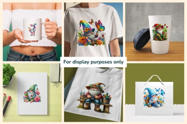 Summer Gnomes PNG Clipart Collection - 70 PNG, Bright summer gnome illustration, Cheerful printables, Commercial use, Digital download