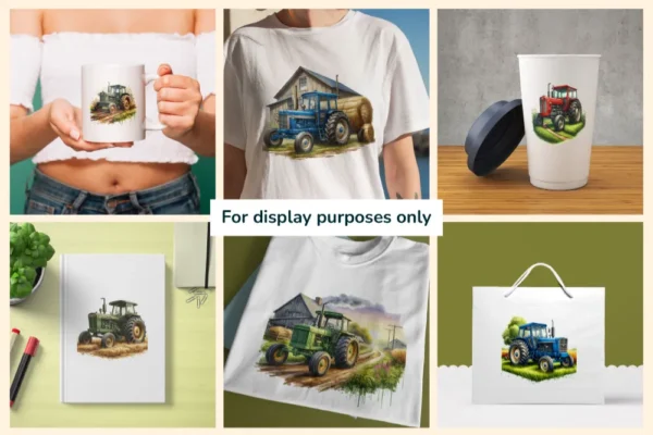 Farm Tractors PNG Clipart Collection - 37 PNG, Farm tractor illustrations, Rural agriculture art, Commercial use, Digital download
