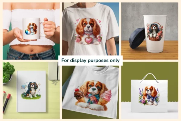 Cavalier King Charles Spaniel PNG Clipart Collection - 53 PNG, Charming dog illustrations, Spaniel art, Commercial use, Digital download