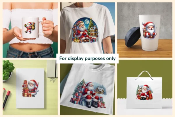 Santa Claus (P-2) PNG Clipart Collection - 35 PNG, Christmas santa illustrations, Festive printables, Commercial use, Digital download