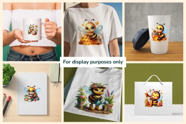 Bee PNG Clipart Collection - 72 PNG, Busy honeybee illustrations, Cute bee printables, Commercial use, Digital download