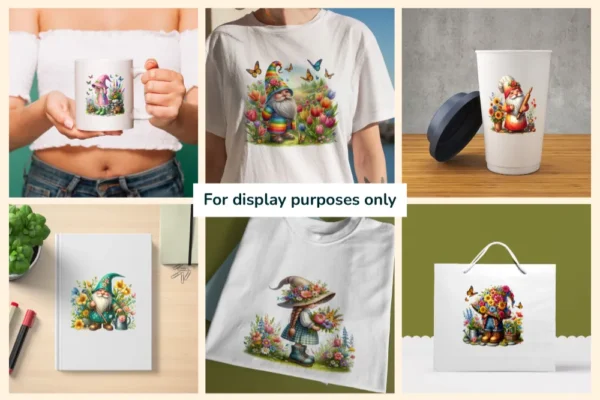 Spring Gnomes PNG Clipart Collection - 68 PNG, Wildflower gnome graphics, Spring garden printables, Commercial use, Digital download