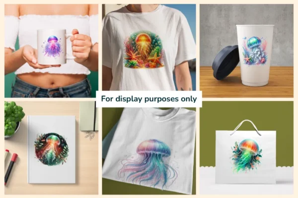 Glowing Jellyfish PNG Clipart Collection - 49 PNG, Underwater creature graphics, Ocean life printables, Commercial use, Digital download