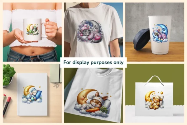Sleepy Animals PNG Clipart Collection - 52 PNG, Whimsical pet graphics, Dreamy animal printables, Commercial use, Digital download