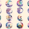 Dreamy Moons Clipart Bundle - 100+ transparent PNG, Fantasy fairytale moon art imagery, Enchanting moon png Commercial use, Digital download