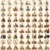 Victorian Bunnies Clipart Bundle - 750+ transparent PNG, Vintage rabbit clipart, Medieval antique graphics, Commercial use, Digital download
