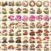 Mushrooms Watercolor Clipart Bundle - 520+ transparent PNG, Mushrooms png, Enchanted nature illustrations, Commercial use,Digital download