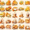 Pumpkin Spice Watercolor Clipart Bundle - 240+ transparent PNG, Warm autumn art, Pumpkin PNG, Fall drinks, Commercial use, Digital download
