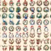 Christmas Animals Watercolor Clipart Bundle - 560+ transparent PNG, Festive animal images, Santa hat wreath, Commercial use,Digital download