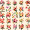 Tropical Flowers Watercolor Clipart Bundle - 245+ transparent PNG, Blooming flowers graphics, Summer png, Commercial use, Digital download