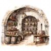 20 High-Quality Wine Cellars Clipart - Wine cellars digital watercolor JPG instant download for commercial use - Digital download