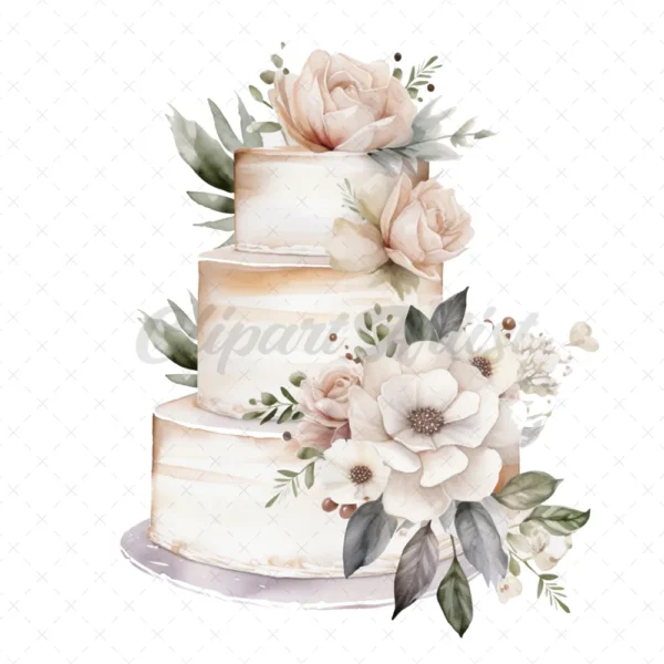 22 High-Quality Luxury Cakes Cakes Clipart - Luxury gold cakes digital watercolor JPG instant download for commercial use - Digital download