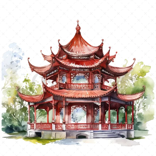20 High-Quality Fantasy Pavilion Clipart - Fantasy pavilion digital watercolor JPG instant download for commercial use - Digital download
