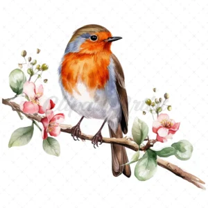15 High-Quality Robin Clipart - Birds digital watercolor JPG instant download for commercial use - Digital download
