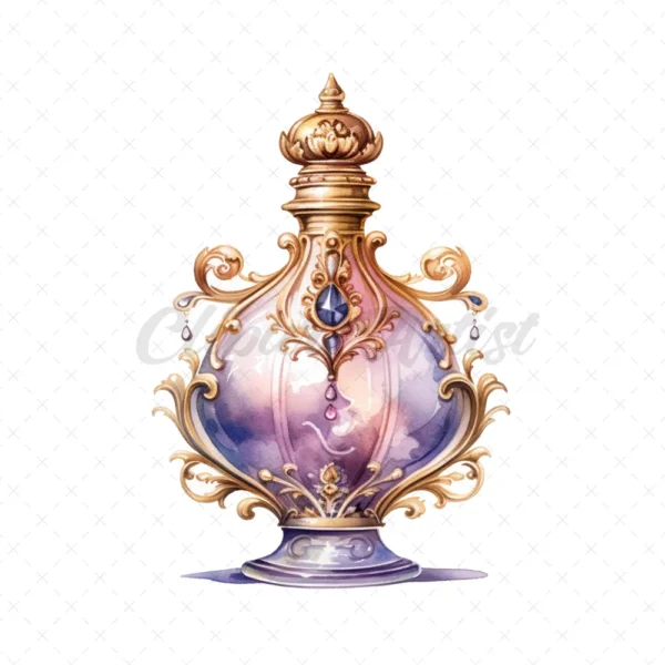 16 High-Quality Perfume Bottles Clipart - Perfume digital watercolor JPG instant download for commercial use - Digital download