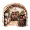 20 High-Quality Wine Cellars Clipart - Wine cellars digital watercolor JPG instant download for commercial use - Digital download