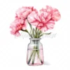20 High-Quality Pink Carnation Bottle Clipart - Pink carnation digital JPG watercolor instant download for commercial use - Digital download