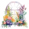 15 High-Quality Floral Windows Clipart - Floral windows digital JPG watercolor instant download for commercial use - Digital download