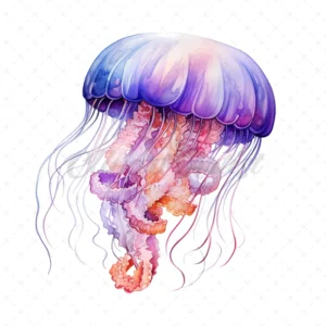 20 High-Quality Jellyfish Clipart - Jellyfish digital watercolor JPG instant download for commercial use - Digital download