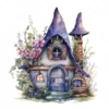 20 High-Quality Witch Houses Clipart - Witch houses digital watercolor JPG instant download for commercial use - Digital download