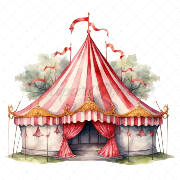 20 High-Quality Fantasy Carnival Tents Clipart -Carnival tents watercolor digital JPG instant download for commercial use - Digital download