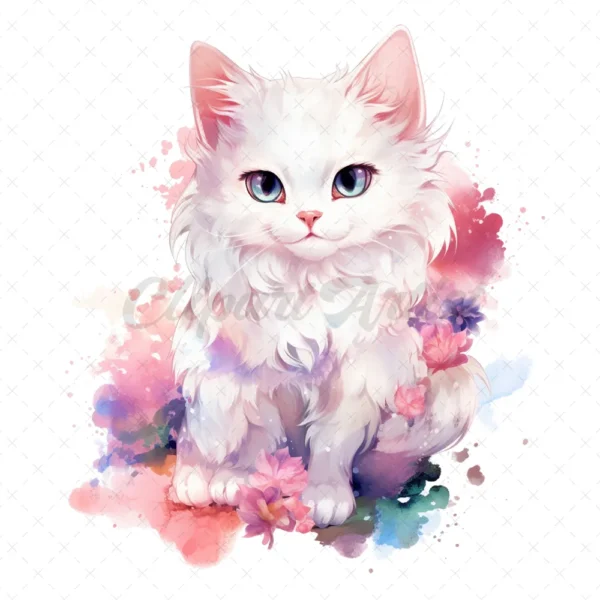 21 High-Quality Fantasy Cats Clipart - Cute fantasy cats watercolor digital JPG instant download for commercial use - Digital download