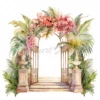 20 High-Quality Wedding Gate Clipart - Tropical wedding gate digital watercolor JPG instant download for commercial use - Digital download