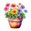 20 High-Quality Colorful Flower Pots Clipart - Colorful flower watercolor digital JPG instant download for commercial use - Digital download