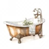 19 High-Quality Antique Bath Tub Clipart - Bath tub digital watercolor JPG instant download for commercial use - Digital download