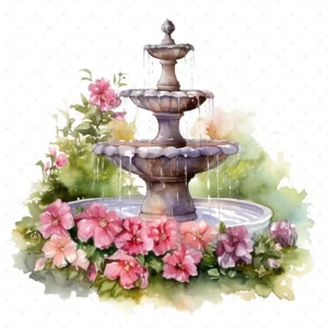 20 High-Quality Garden Fountains Clipart - Garden fountains digital JPG instant download for commercial use - Digital download