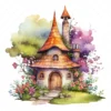 20 High-Quality Witch Houses Clipart - Witch houses digital watercolor JPG instant download for commercial use - Digital download
