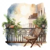 21 High-Quality Night Balconies Clipart - Night balconies digital watercolor JPG instant download for commercial use - Digital download