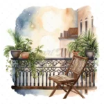 21 High-Quality Night Balconies Clipart - Night balconies digital watercolor JPG instant download for commercial use - Digital download