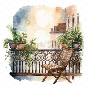 21 High-Quality Night Balconies Clipart - Night balconies digital watercolor JPG instant download for commercial use - Digital download