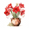 21 High-Quality Amaryllis Pots Clipart - Amaryllis pots digital watercolor JPG instant download for commercial use - Digital download