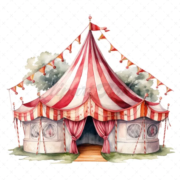 20 High-Quality Fantasy Carnival Tents Clipart -Carnival tents watercolor digital JPG instant download for commercial use - Digital download