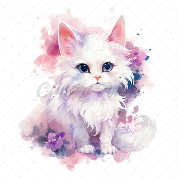 21 High-Quality Fantasy Cats Clipart - Cute fantasy cats watercolor digital JPG instant download for commercial use - Digital download
