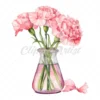 20 High-Quality Pink Carnation Bottle Clipart - Pink carnation digital JPG watercolor instant download for commercial use - Digital download