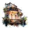 21 High-Quality Night Balconies Clipart - Night balconies digital watercolor JPG instant download for commercial use - Digital download
