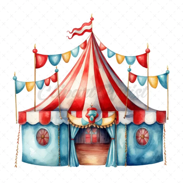 20 High-Quality Fantasy Carnival Tents Clipart -Carnival tents watercolor digital JPG instant download for commercial use - Digital download