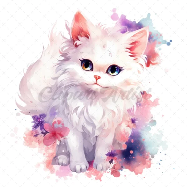 21 High-Quality Fantasy Cats Clipart - Cute fantasy cats watercolor digital JPG instant download for commercial use - Digital download