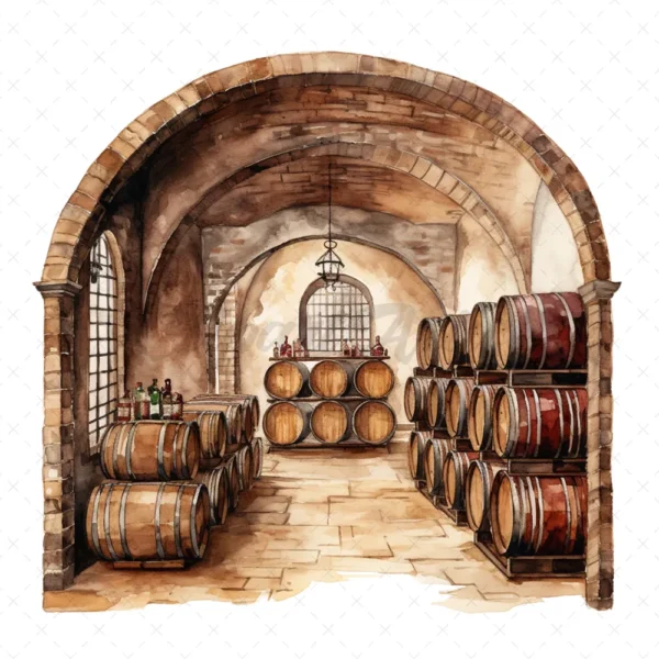 20 High-Quality Wine Cellars Clipart - Wine cellars digital watercolor JPG instant download for commercial use - Digital download